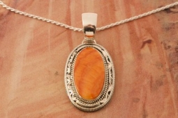 Artie Yellowhorse Genuine Spiny Oyster Shell Sterling Silver Pendant